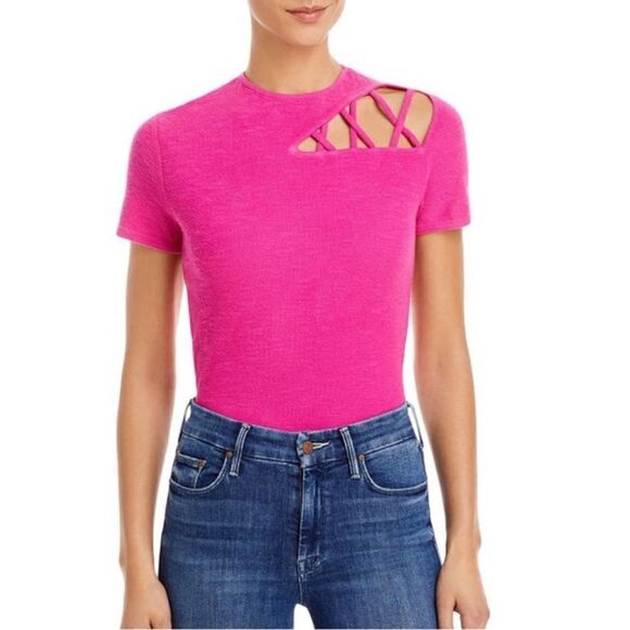 n :Philanthropy Revolve Irene Pink Cut out Bodysuit.Size M - Picture 1 of 11